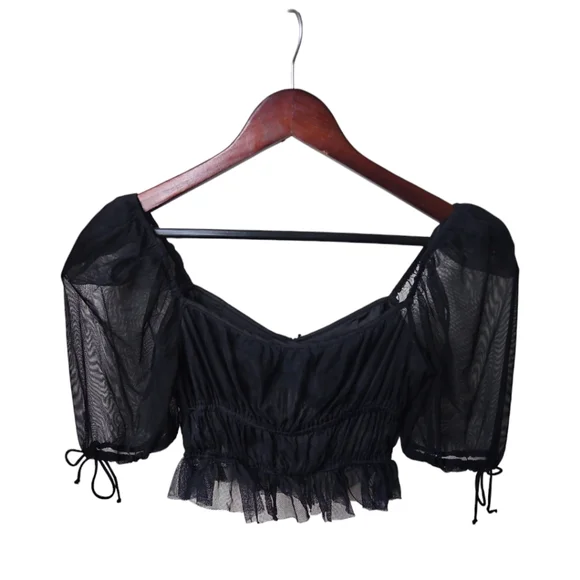 FOR LOVE & LEMONS | Sunshine Crop Top in Black ~ Size Small - Picture 4 of 6